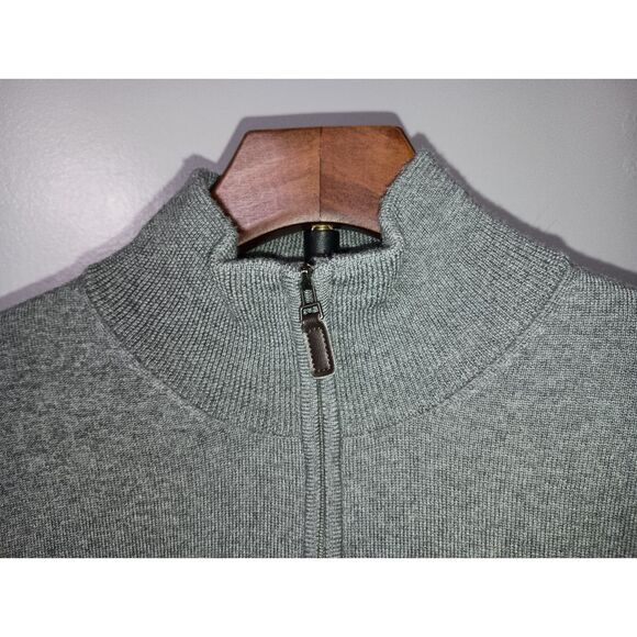 JOS A. BANK: Gray 100 % Italian Merino Wool 1/4" Zip Sweater, Men Size L - Picture 3 of 6